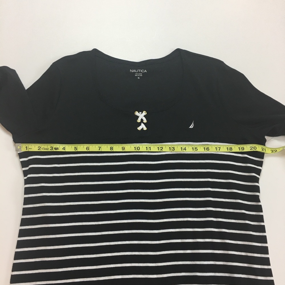 NWT Nautica XL black and white striped 3/4 sleeve - Picture 6 of 6
